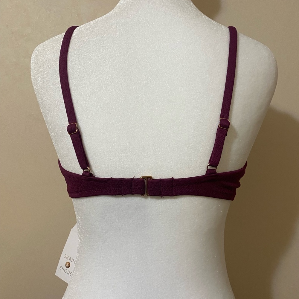 Shade & Shore Bikini Top NWT swimwear women’s juniors small wine burgundy - Picture 5 of 10